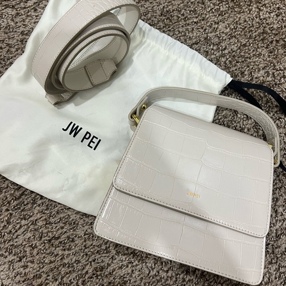 JW PEI Handbags - JWPEI Cream Croc-Embossed Bag